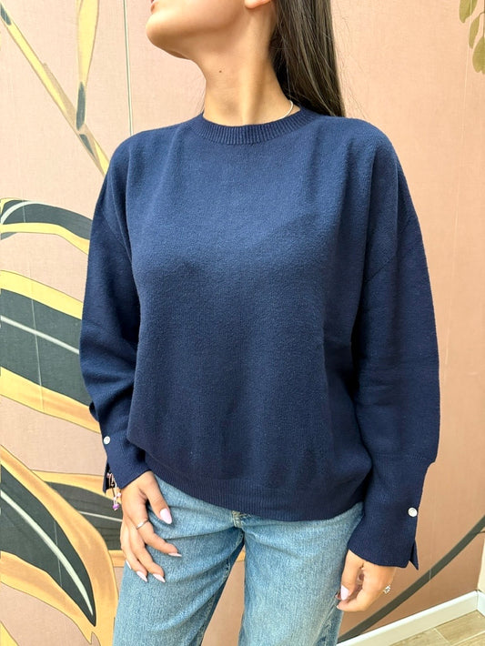 Pull girocollo in viscosa - BLU