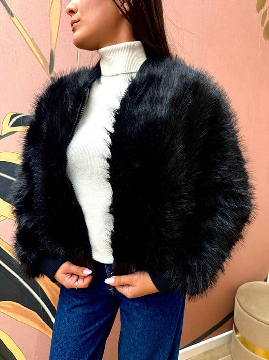 Bomber ecopelliccia - NERO