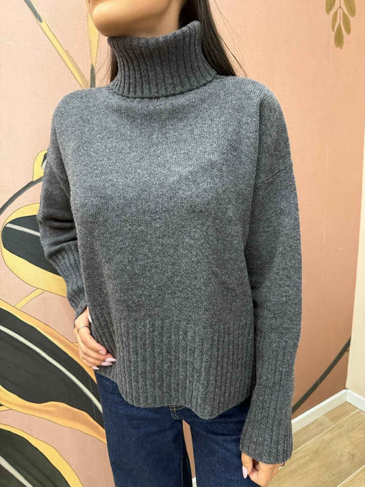 Maglia collo alto 100%lana - ANTRACITE