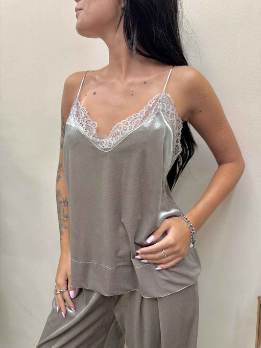 Top in ciniglia c/pizzo - FANGO