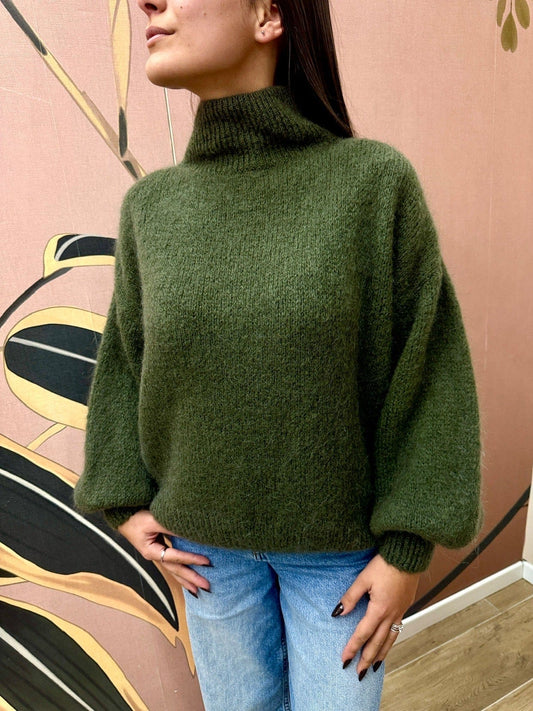 Pull mohair manica palloncino - MILITARE