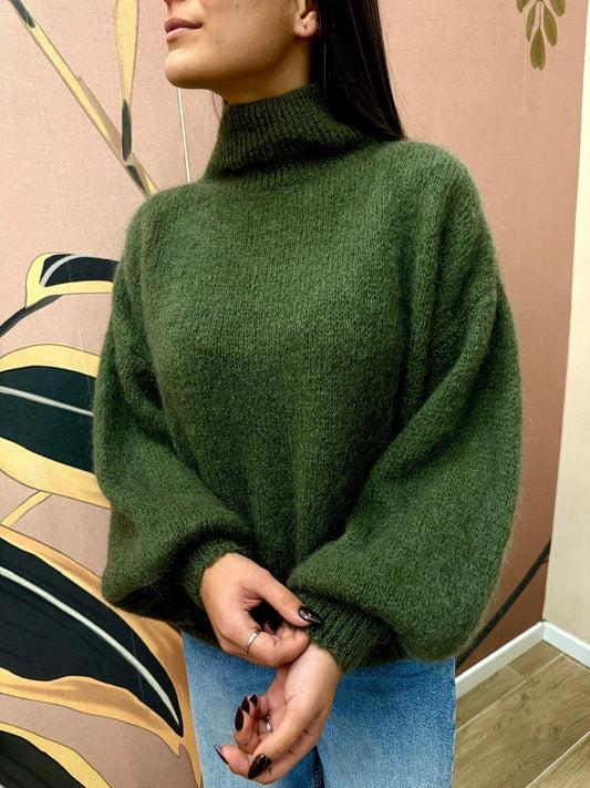 Pull mohair manica palloncino - MILITARE