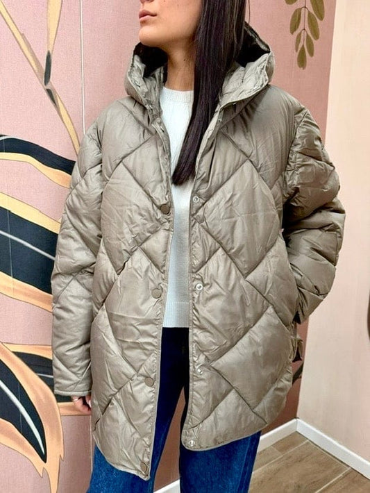 Piumino over con cappuccio - FANGO