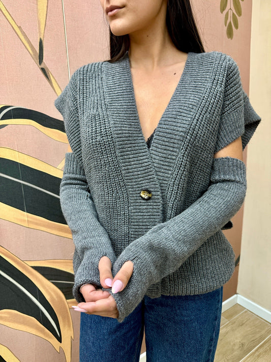 Gilet c/manicotti - GRIGIO