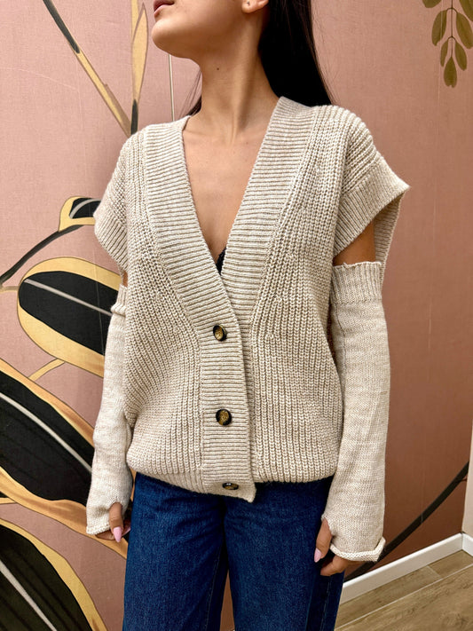 Gilet c/manicotti - CREMA