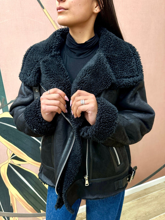 Cappotto montone over - NERO