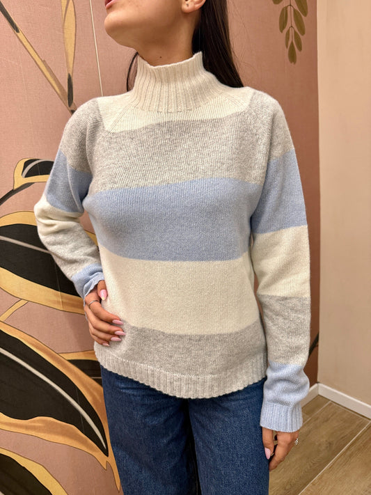 Maglia rigata m/cachemire - BURRO