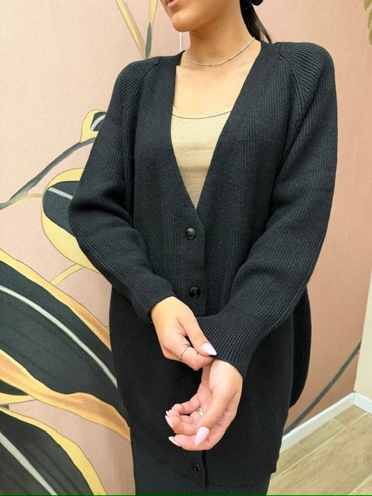 Cardigan lungo - NERO