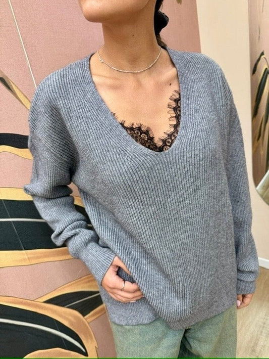 Pull scollo a V - GRIGIO