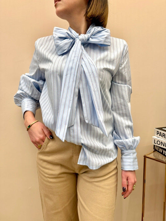 Camicia con fiocco - CELESTE