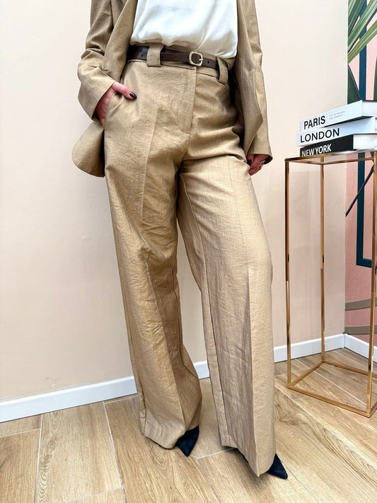 Pantalone viscosa satinato - TABACCO