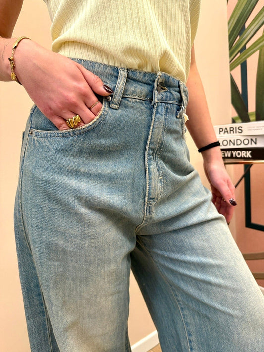 Jeans palazzo in tencel - SABBIA