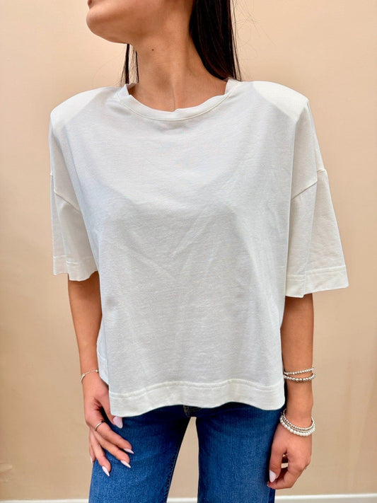 T-Shirt scatoletta con spalline - BIANCO