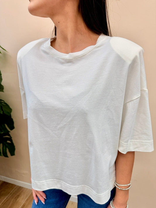 T-Shirt scatoletta con spalline - BIANCO