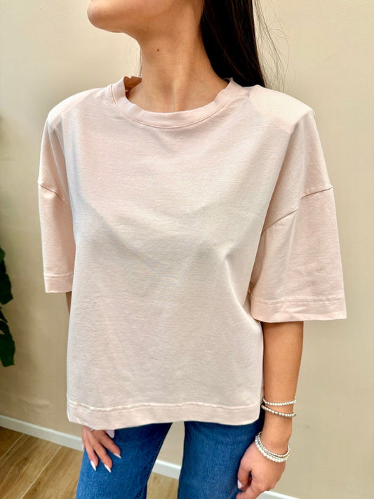 T-Shirt scatoletta con spalline - ROSA