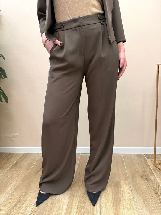 Pantalone palazzo fluido - MORO