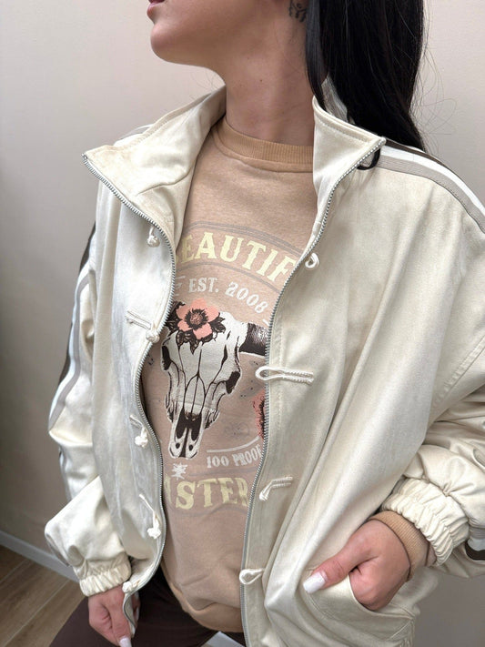 Giacca orientale in ecodainetto - BURRO