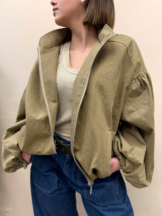 Bomber in cotone - BEIGE