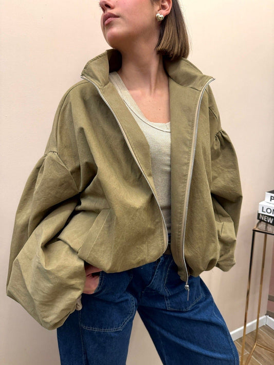 Bomber in cotone - BEIGE