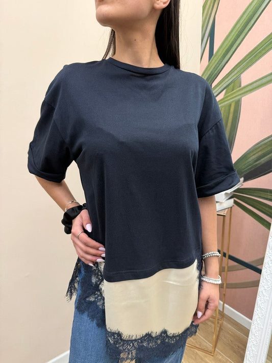 Maglia con pizzo - BLU