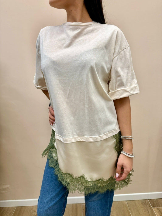 Maglia con pizzo - BURRO