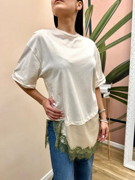 Maglia con pizzo - BURRO
