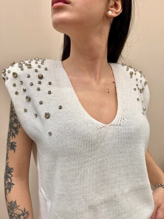 Gilet con strass - PANNA