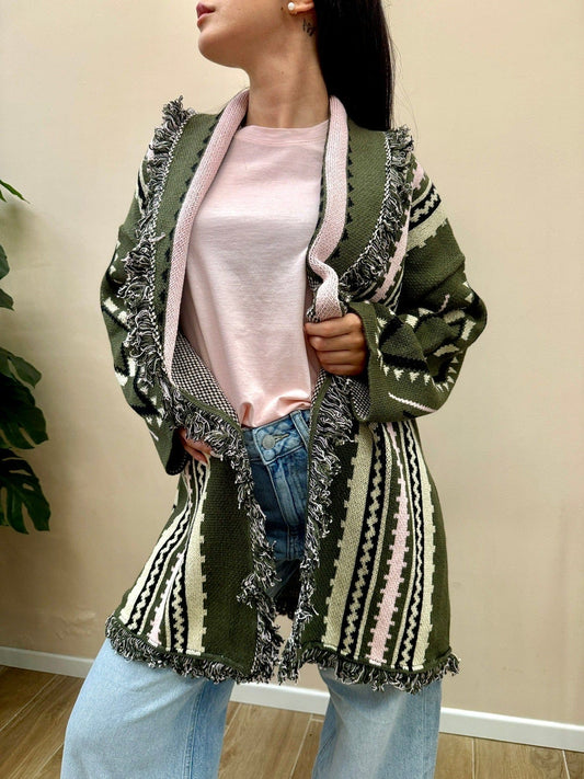 Maxi Cardigan etnico - VERDE