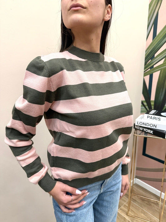Maglia righe girocollo - MIL -ROSA