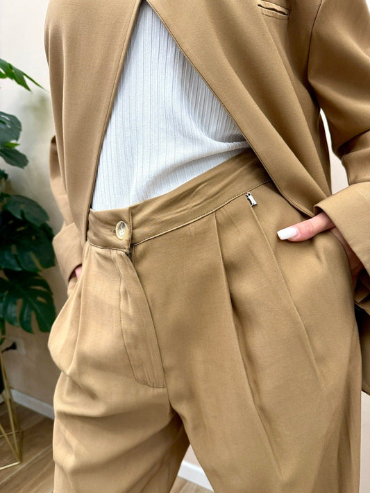 Pantalone barrel fluido - CAMMELLO