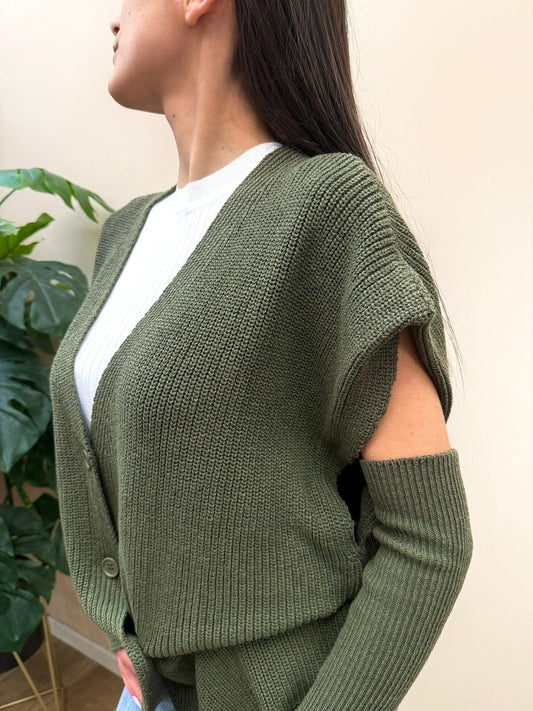 Gilet con bottoni - VERDE