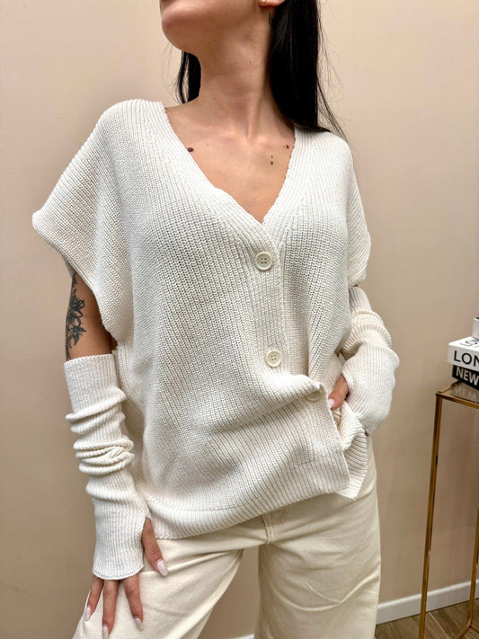 Gilet con bottoni - PANNA