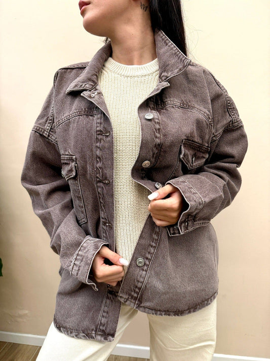 Giacca camicia in jeans - MORO