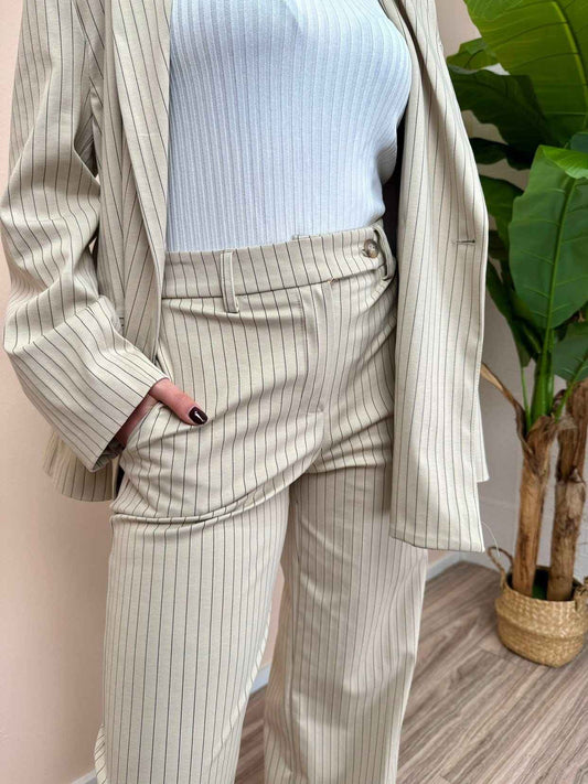 Pantalone punto milano rigato - SABBIA