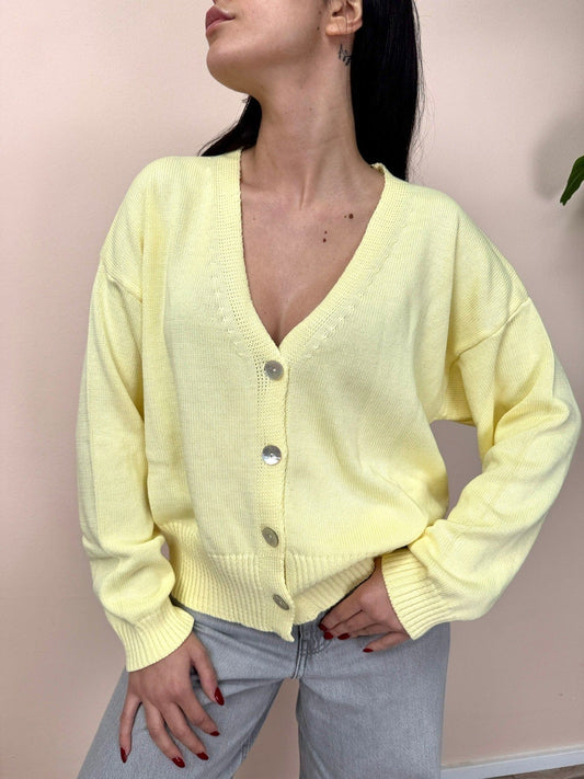 Cardigan in cotone - GIALLO