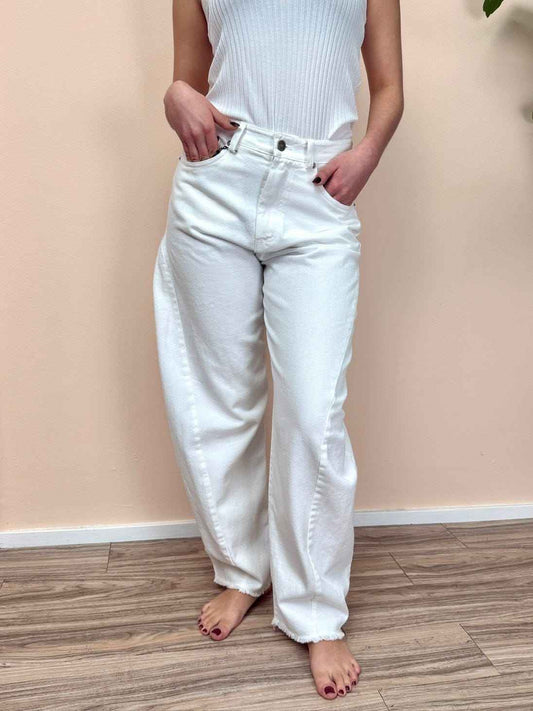 Jeans barrel in cotone - BIANCO