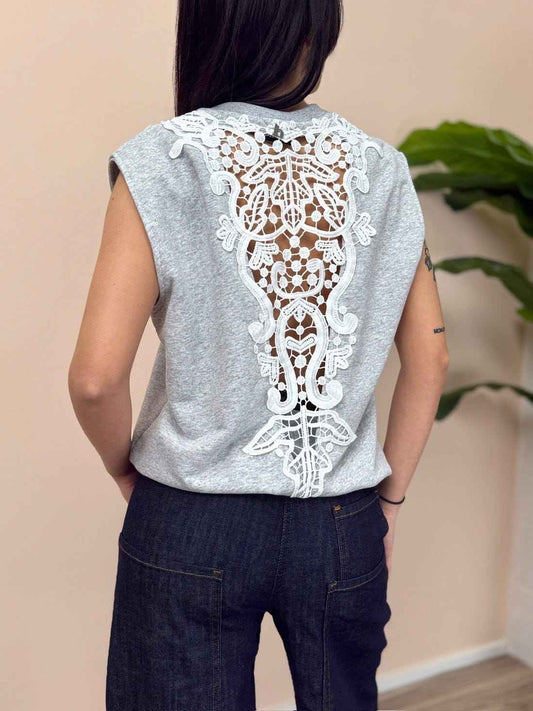 Smanicato con pizzo - GRIGIO