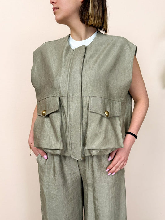 Gilet con bottoni - FANGO