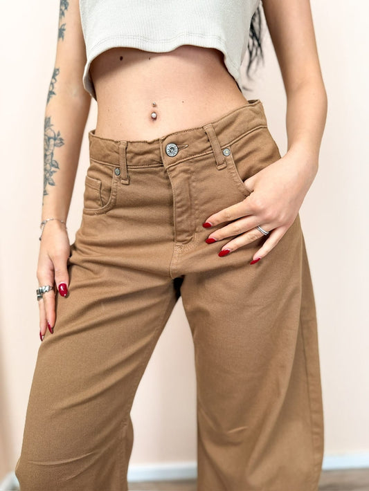 Pantalone barrel - CAMELLO