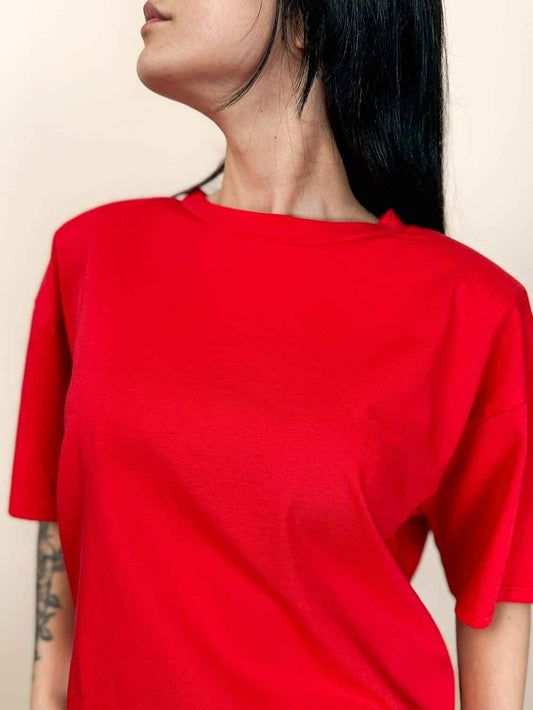 Maglia in cotone c/spalline - ROSSO