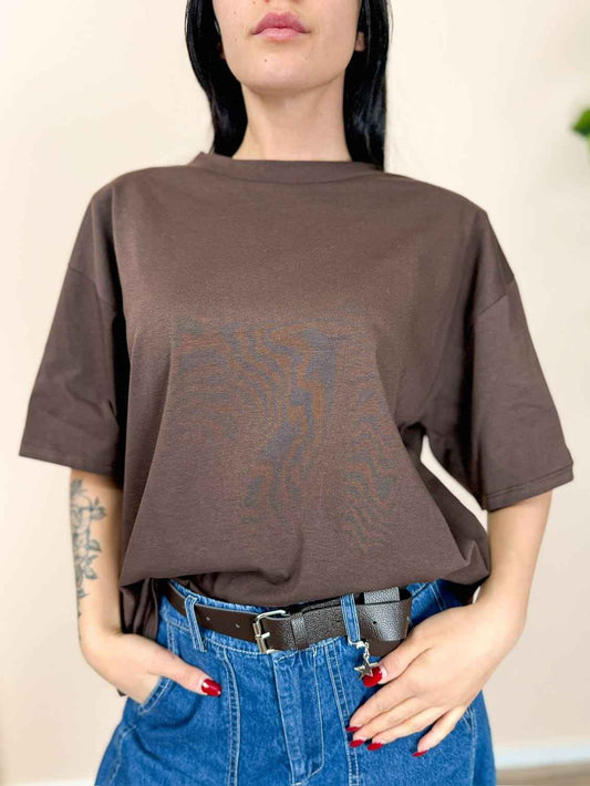 Maglia in cotone c/spalline - MORO