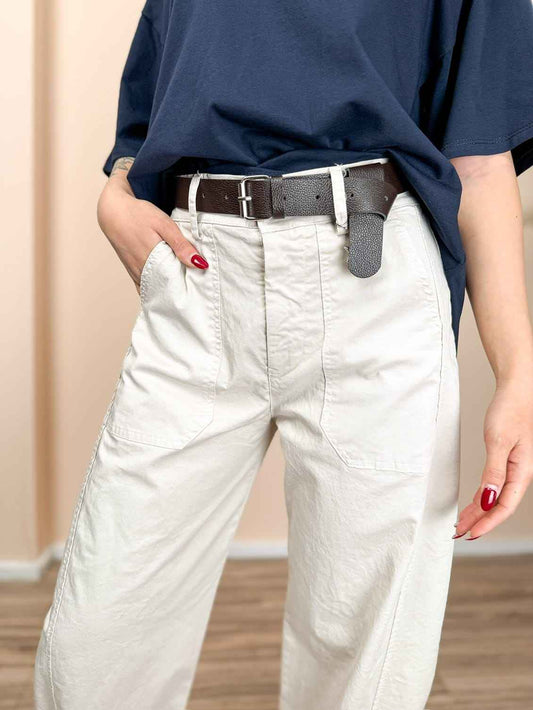 Pantalone ovetto in cotone - SABBIA