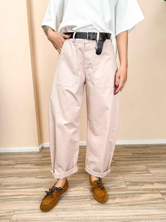 Pantalone ovetto in cotone - ROSA