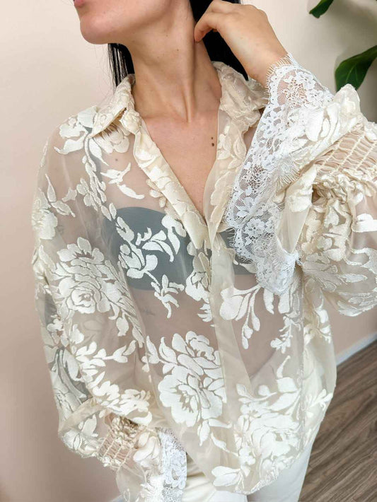 Camicia ricamata - BURRO