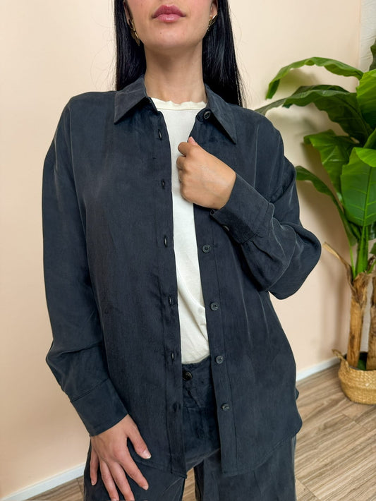 Camicia in cupro - NERO