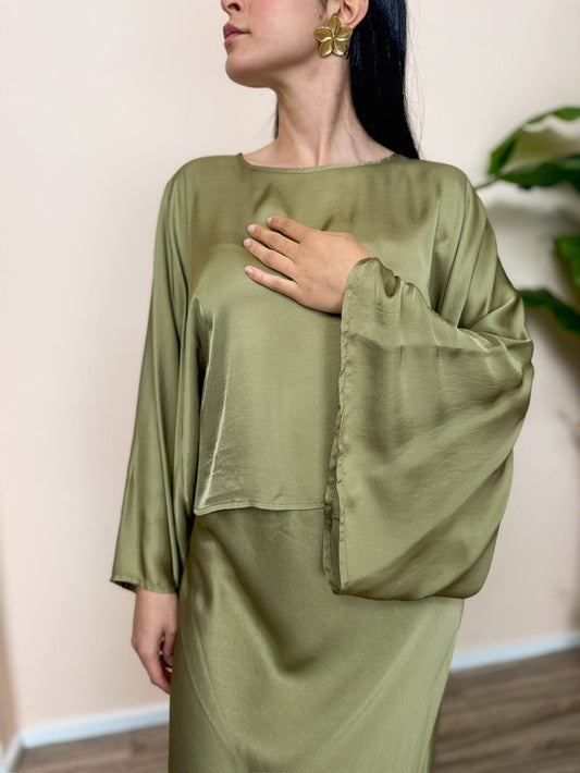 Blusa maniche over - VERDE