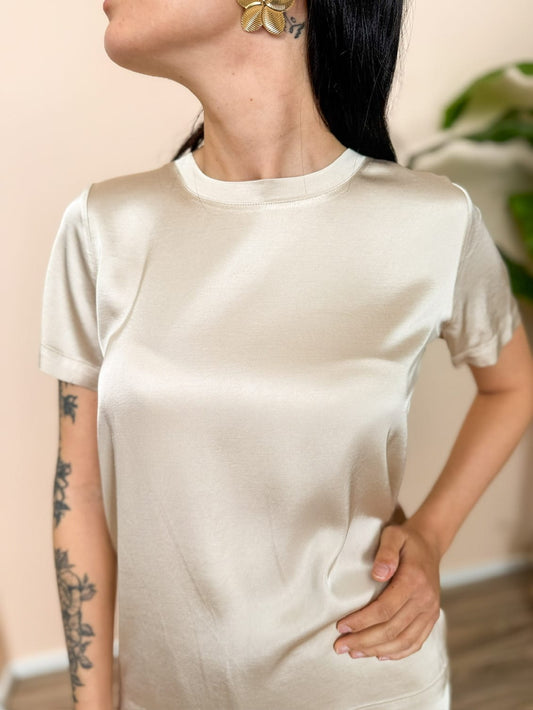 Blusa mezza manica - BEIGE