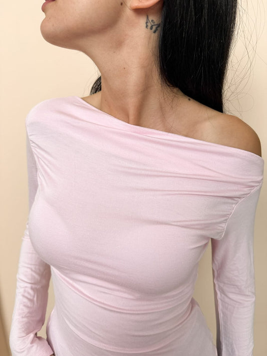 Maglia Thea collo asimmetrico - ROSA BABY
