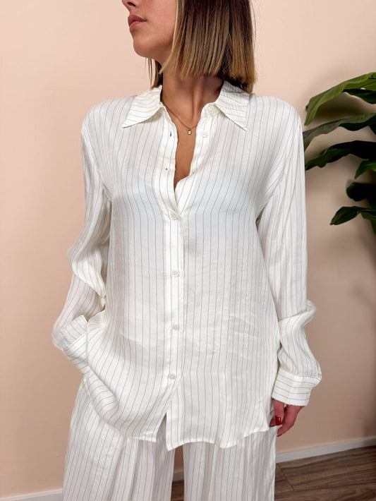Camicia in cupro con righe - BURRO