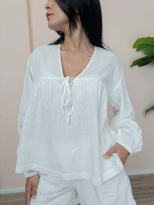 Blusa cotone"Kia" - BURRO